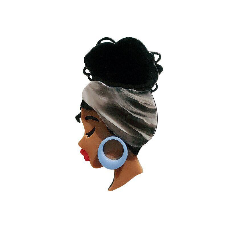 Lady Brooches Unisex Wear Big Earrings Black Hair Girl Party Casual Pin Gifts