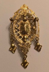 British Royal Style Costume Jewelry BROOCHES Faux Blue Topaz Stones – Set of TWO
