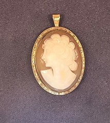 Victorian Era Carved Shell Cameo Pendant 1/20 10KT Gold Filled Stamped C.T.