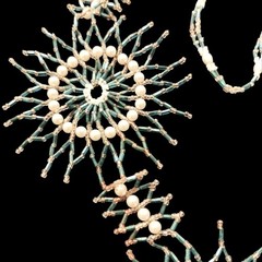 Vtg 70’s Pearl And Glass Seed Bead Southwest Native Necklace 28in Hand Made Bib