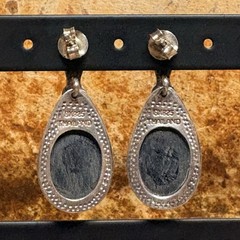 SX Sally C Earrings Sterling Silver and Black Onyx Dangle Drop Vintage