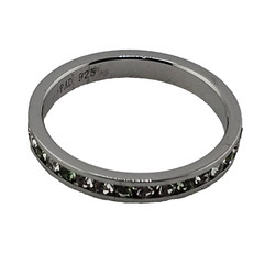 PAD Eternity Ring Band Sterling Silver 925 Green & Clear Gems Size 8.5 Women’s
