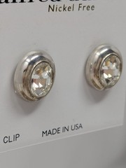 Vintage Alfred Dunner Crystal Clip-On Earrings Silver Tone Nickel Free USA