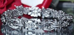 14k 585 white gold bracelet 5.50ct diamond 8.5″ vintage handmade 44.7gr C-62