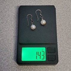 VTG 7mm Pearl Dangle Earrings 1in Drop Sterling Silver French Wire 1.43g Estate