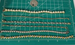 Vtg Sterling Silver Gold Tennis Chain Bracelets Lot of 6 Diamond Aquamarine