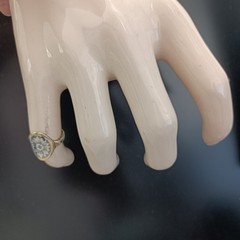 Niello Floral Ring Gilded Silver Oval Vintage Statement Size 8.5 Vintage 875