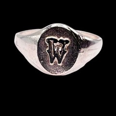Initial Letter W Signet 925 Sterling Silver Child Baby Ring Size 3.5