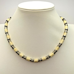 Tribal Necklace Carved Beads Metal Spacers 17.5 – 19.5 inches