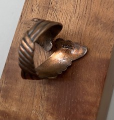 Vintage 70s Solid Copper Adjustable Wrap Ring Art Nouveau Scroll Southwestern
