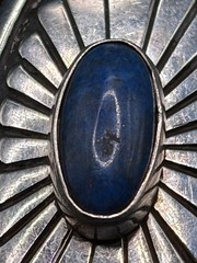 Vintage Sterling Silver Lapis Lazuli Pendant Southwestern Style 3″