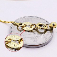 1PC Solid Silver Vermeil Needle Adjustable 0.6mm Wide Box Chain Necklace FESV41