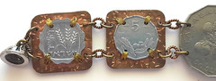 Vintage 7″ Copper Charm Bracelet Foreign Coins Tonga, Israel, Somalia 1970-80’s