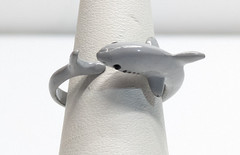 UCS LLC Cute Gray Curved Shark Sz 7 Adjustable Ring Sealife Animals