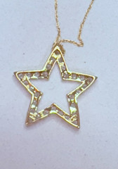 Vintage JC Penny 10k Yellow Gold Small Diamond Star Pendant Necklace