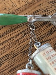 Vintage Vitamin Canned Goods Charm Can Opener Brooch Pin 1950s
