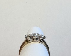 Estate 1940s Retro 14K YG WG 3 Diamond Ring Size 9.75 ~0.34 CTTW Clarity VS+/GH
