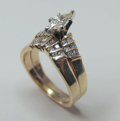 Vintage 14k Yellow Gold 23 Stone Diamond .62ctw Wedding Set Lady’s Ring Size 5