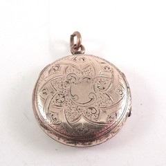 Antique Victorian Rolled Gold Engraved Round Locket Hair Receiver Ornate