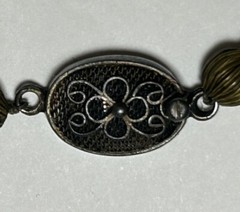 VTG CHINESE EXPORT VICTORIA IMARI STONE Hand Knotted Sterling Silver NECKLACE