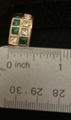 SAL Swarovski Pierced Earrings With White And Green Rhinestones