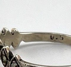Vintage Marcasite 925 Sterling Silver Band V shape. Stack /Pinky Ring Sz 5.50