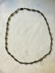 Antique 1920s Era Art Deco Flapper Necklace Black Glass Beads Hand Strung 24”