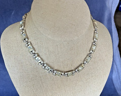 VTG 15.5″ Choker Collar Necklace Silver Tone Clear Rhinestone Chain Hook