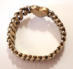 VTG WWII 1940s LaMode Sweetheart Heart Bracelet Precious Metal GF Expansion