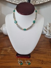 Vintage c1950s-60s Green Grey 10k Gold Fill Necklace Screwback Earring Set Video