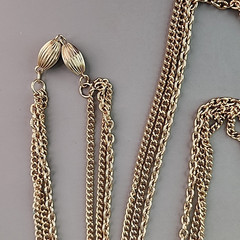 Vintage Chain Necklace Gold Tone Curb Link Triple Layer Long Endless 58″ Flapper