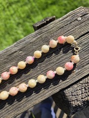 Vintage Lucite Marbled Pastel Necklace Beaded Spring Easter Pink Cream Blue