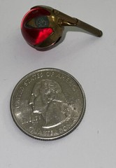 Victorian Edwardian Round Red Ruby Glass Ball Cufflink Stud Button Only 1