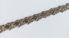 Vintage (Antique?) Silver or Silver-tone Scroll Link Bracelet 7″