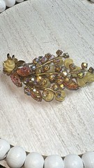 Rare Beau Jewels Unsigned AB Floral Spray 3.25”Lx 1.5” W Brooch