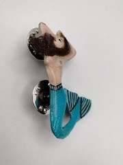 Vintage GG Harris Fine Pewter Mermaid Pins Lot of 2 Gold Plated Hand Painted