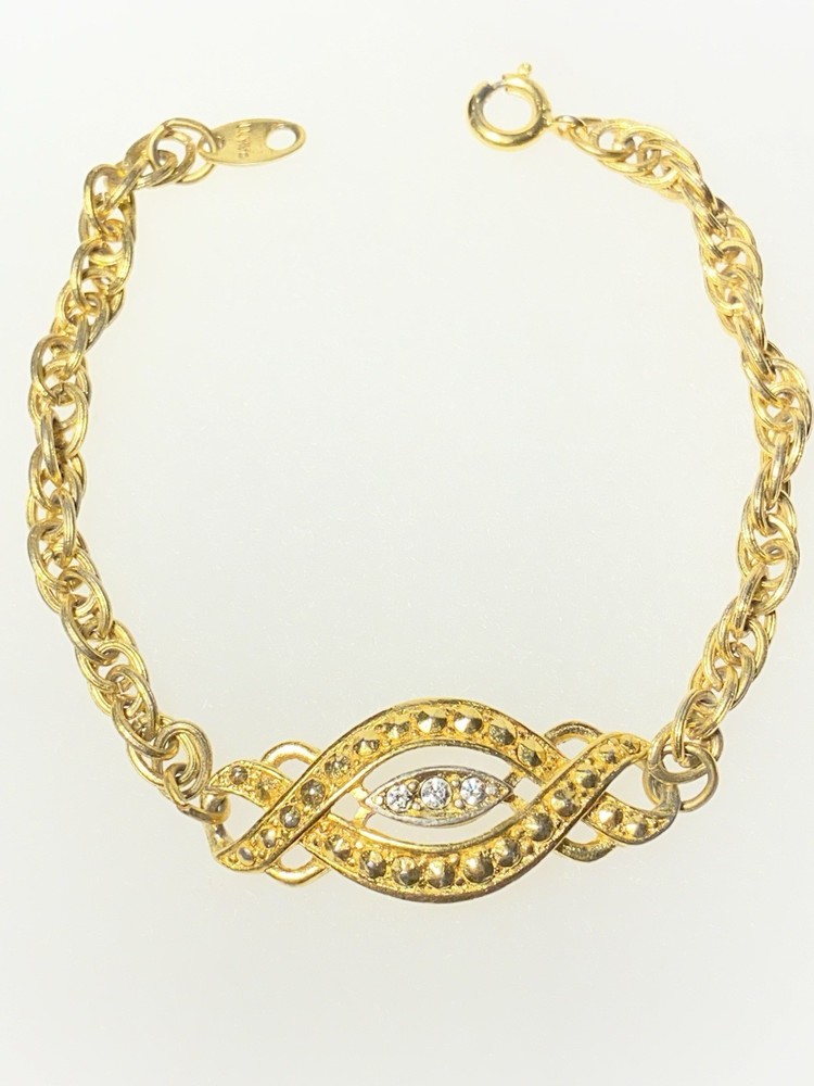 Vintage Avon 1992 Gold Tone Heirloom Classic Faux Marcasite Rope Bracelet 6.5in