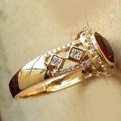 2.25Ct VVS1 Oval Cut Lab Created Ruby & Diamond Anniversary 14k Gold Finish Ring