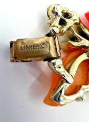 LISNER Thermoset Necklace Bracelet Earrings Set Cream/Salmon/Peach & AB Clusters