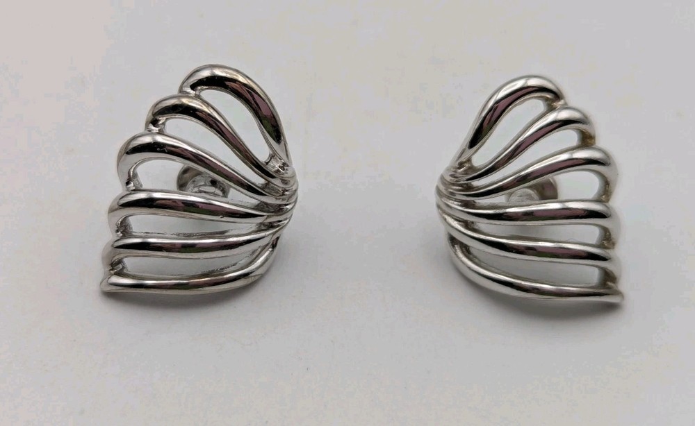Vintage Monet Silver Tone Earrings Pierced Post
