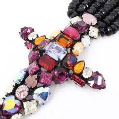 Hanna Bernhard, Haute Couture, Decorative Cross Necklace in Purple/Black