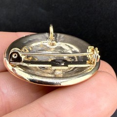 Vintage Signed Brooch and Clip On Earrings Set Gold Tone Enamel
