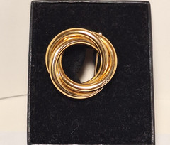 1 Vtg Christian Dior 1970s Knot Brooch & 1 Gold-Tone Intertwined Circle Brooch
