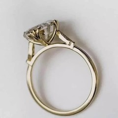 Vintage 3CT Asscher eal Moissanite Engagement Ring In 14K Yellow Gold Finish