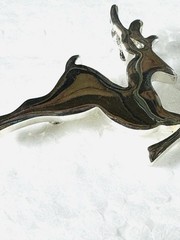 Leaping Reindeer Christmas Brooch / Pendant 1.5” VTG Leaping Deer