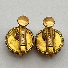 Vintage Miriam Haskell Earrings Faux Pearl Screw Backs .5″ AS IS
