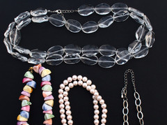 Vintage to Now Lot of 6 Mixed Materials Clear & Pastel necklaces