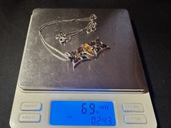 Vintage Baltic Amber Articulated Shield Pendant Necklace, 925 Silver,18″, 7.1g