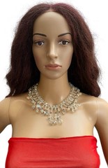 Vintage Aurora Borealis Crystal Drop Choker Statement Necklace 15in