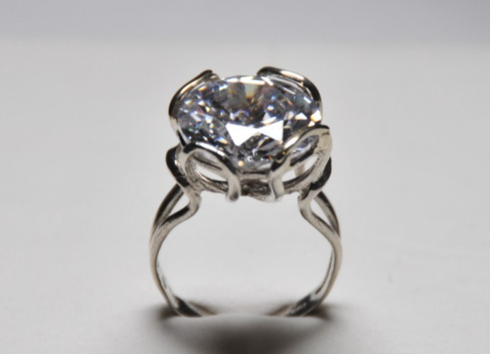 Sterling Silver And 14k Gold Accents 925 & 14k With Cubic Zirconia Gem Size 7